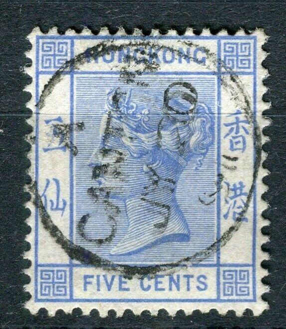 HONG KONG; Canton Treaty Port Cancel on QV 5c. value, 