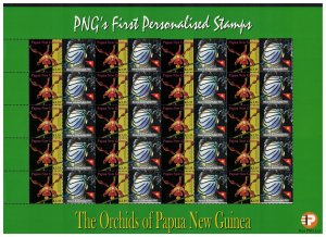 Papua NG Orchids Butterflyfish Fish Personalised stamps Full Sheet CV£75.- T8