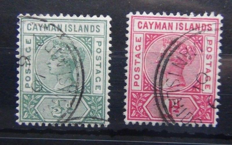 Cayman Islands 1900 1/2d Green 1d Rose Carmine Used