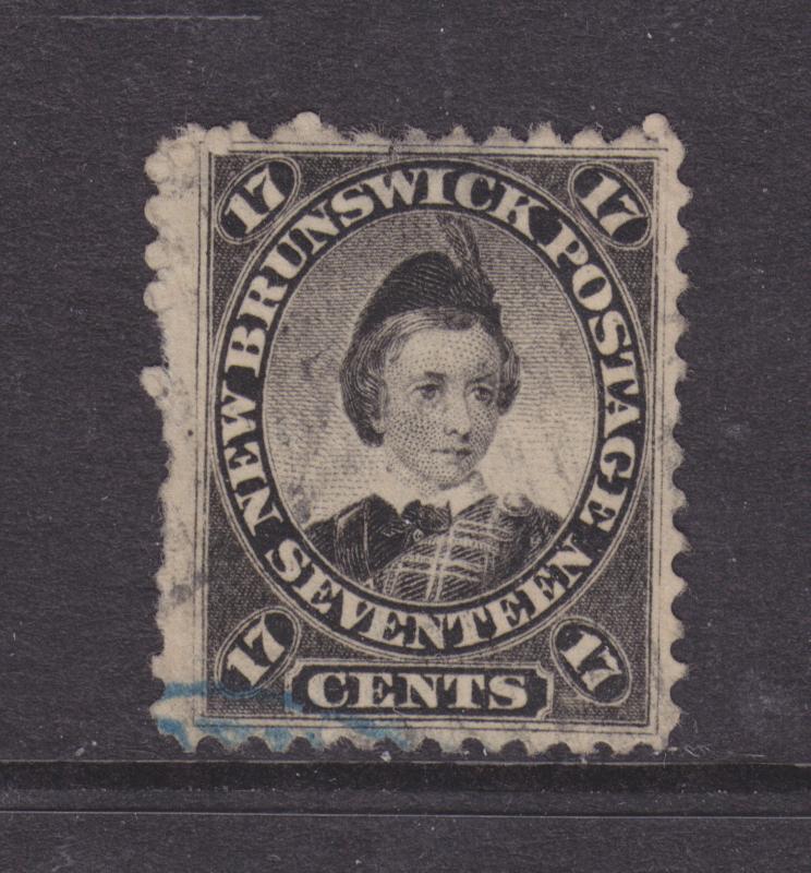 New Brunswick Sc 11 used 1860 17c Prince of Wales, small thin