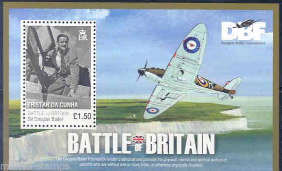 TRISTAN DA CUNHA BATTLE OF BRITAIN DOUGLAS BADER FOUNDATION AIRPLANE S/S