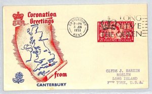 GB QEII FDC *Canterbury* CORONATION GREETINGS Kent Cover ROYALTY Slogan XE41