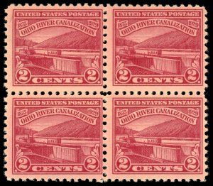 US Sc 681 MNH BLOCK of 4 - 1929 2¢ - Ohio River Canalization