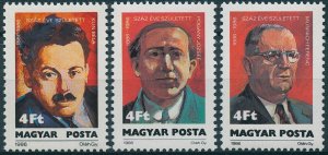 Hungary Stamps 1986 MNH Bela Kun Joszef Pogany Ferenc Munnich Writers 3v Set