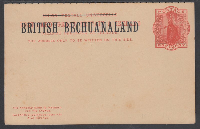 Bechuanaland H&G 9 mint 1893 1p Postal Reply Double Card