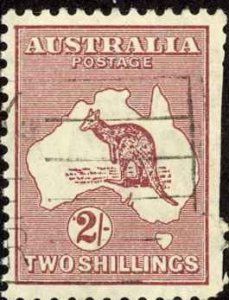 Australia Sc# 99 SG# 110 Used (a) 1929-1930 2sh red brown Kangaroo & Map