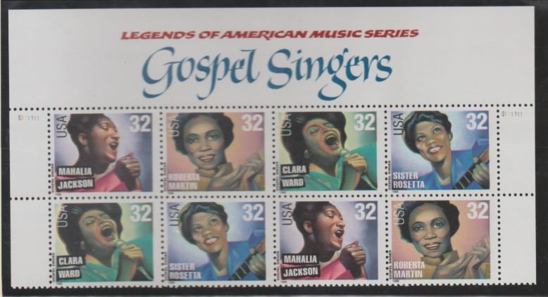 U.S. Scott #3216-3219 Gospel Singer Stamps- Mint NH Block of 8