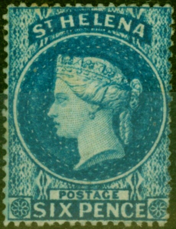 St Helena 1861 6d Blue SG2 Clean Cut Perf Good Mtd Mint Scarce