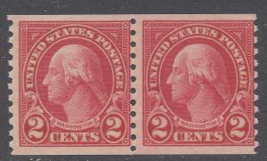 #599 2c George Washington Coil Pair 1923 Mint NH
