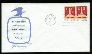 US C82 11c Air Mail Jet Airliner Coil UA Artmaster cachet FDC