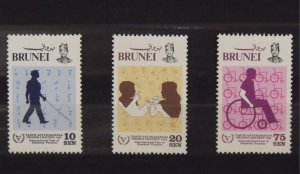 8865   Brunei   MNH # 273-275   Int'l Year of the Disabled       CV$ 6.15