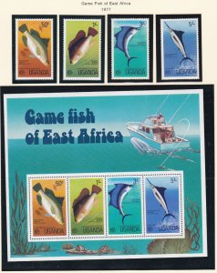 Uganda # 159-162, 162a, African Game Fish, Mint NH, 1/2 Cat.