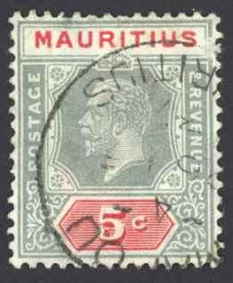 Mauritius Sc# 152 Used 1912-1922 5¢ gray & rose King George V