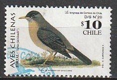 2002 Chile - Sc 1385 - used VF - 1 single - Birds - Turdus falcklandil