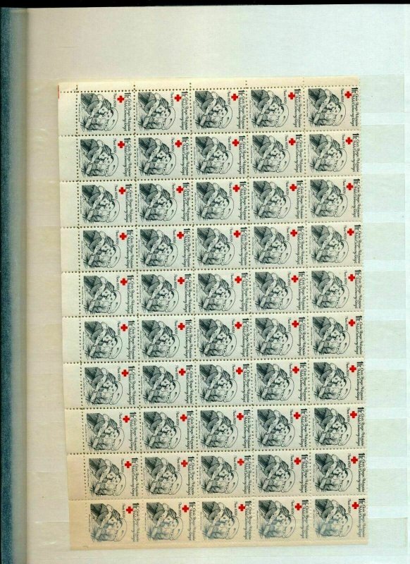 POLAND 1939 Red Cross Cinderella Poster Label Block MNH x 50 Stamps (FY137