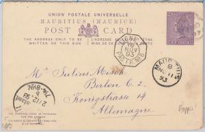 MAURITIUS - POSTAL HISTORY: STATIONERY CARD from CUREPIPE on FRENCH PAQUEBOT