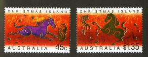 CHRISTMAS ISLAND 434-435 MH SCV $3.00 BIN $1.25 YEAR OF THE HORSE