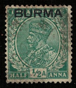 India, Half Anna, overprint BURMA (T-5827)