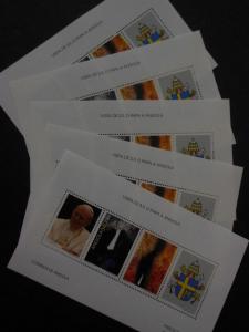 ANGOLA : 1992. Scott #841 Pope's Visit. 10 Souvenir Sheets. Catalog $60.00.