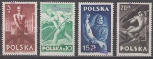 Poland 1950 Groszy overprint on Scott #413-416 MH