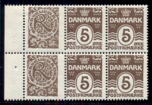 DENMARK (RE29) 5ore brown Complete Pane of 6, RUNDSKUEDAGEN 1929 NH/LH