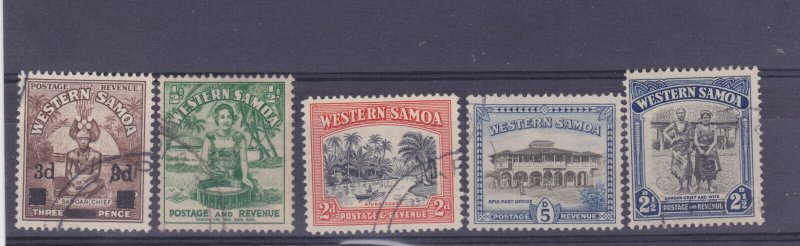 WESTERN SAMOA #185-189  USED F-VF  overprint boats post office national dress-