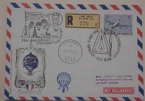AUSTRIA  BALLOON REGISTERED COVER 1968 CACHETED
