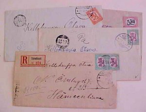 FINLAND  VILLAGE CANCELS on 4 DIFF. COVERS 1924-1929 ,  1 REGISTERED