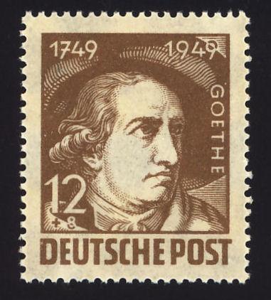 Russian Zone Sc# 10NB7 12 + 8pf Goethe portrait MH