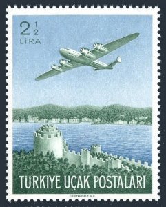 Turkey C18, MNH. Michel . Air Post 1950. Plane over Rumeli Hisari Fortress.