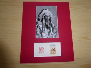 Chief Red Cloud Native American photograph and USA stamps mount matte 8 x 10