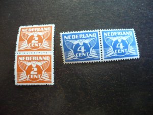 Stamps - Netherlands - Scott# 168,171 - Mint Never Hinged Pairs of Stamps