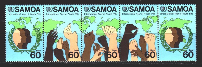 Samoa. 1985. 571-75. International Year of Youth, hands. MNH.