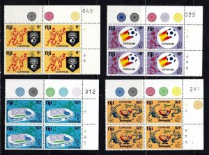 Fiji stamps #466 - 469,  MNH OG,  Corner Blocks