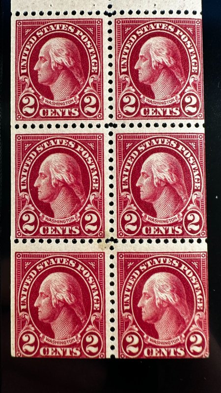 US Scott 634e Carmine Lake booklet pane of 6 OG NH F