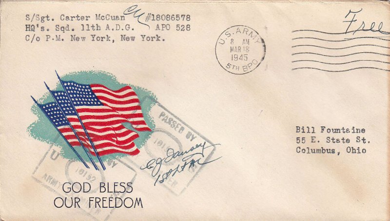 United States A.P.O.'s Soldier's Free Mail 1945 U.S. Army, 5th B.P.O. Bari, I...