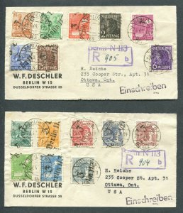 GERMANY (BERLIN) Mi #166-181 REGISTERED COVER FRONTS