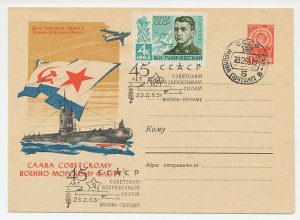 Postal stationery Soviet Union 1963 Soviet Navy - Naval ship - Submarine