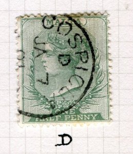 MALTA; 1885 classic QV Crown CA issue used Shade of 1/2d. value Postmark D