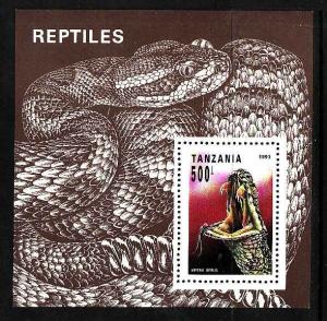 D1-Tanzania-Sc#1135-unused NH sheet-Reptiles 1993-Snakes-