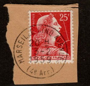 France  #756, Used, Postmark MARSEILLE CINQ AVENUE, (4e Arr.), 3-2-1959