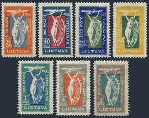 Lithuania C8-C14, hinged. Michel 109-115. Air Post 1921, Allegory of Flight.