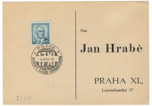 Czechoslovakia 1945 Card Special Cancellation Students International Congress