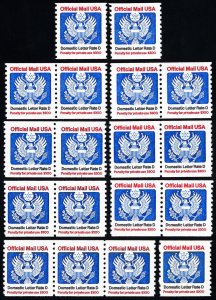 US Stamps # O139 Official MNH VF Lot Of 18 Scott Value $95.00