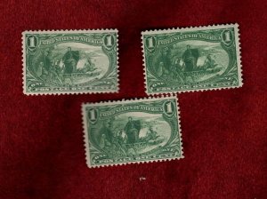 USA 3 MH 1 CENT 1898 TRANS-MISSISSIPPI EXPOSITION ISSUE STAMPS SCOTT # 285