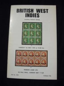 ROBSON LOWE AUCTION CATALOGUE 1973 BWI AND FALKLAND ISLANDS