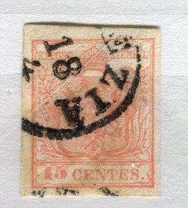 ITALY; LOMBARDY VENETIA 1850s classic Imperf issue used 15c. fine Postmark