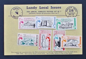 Lundy Island Local 1954 MH Jubilee Set of 4 on Original Dealer Sheet