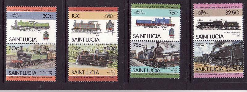 St. Lucia-Sc#774-7-Unused NH set-Trains-Locomotives-1985-