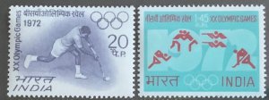 INDIA 1972 OLYMPICS SET SG658/9 UNMOUNTED MINT.